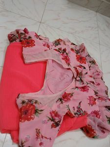 Ruffle Saree With Blouse