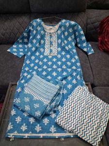 Blue Printed Kurta Set