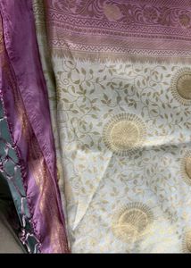 🌸 Elegant Light Green &amp; Mauve Pink Silk Saree 🌸