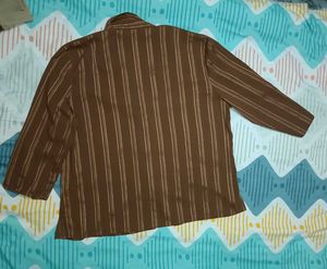 Brown Striped 3/4 Sleeve Top