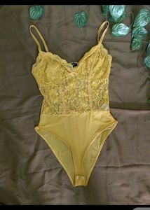 Sexy Yellow Net Bodysuit.