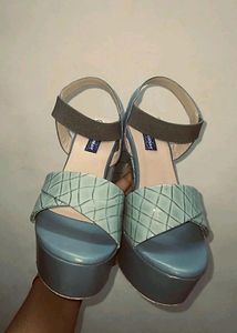 Aqua Blue Block Heel