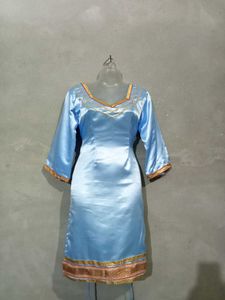 Blue Satin Salwar Suit
