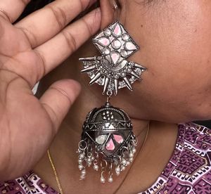 Combo of Black Oxidized Silver Jhumka Earrings