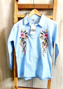 Sky Blue Cotton Shirt Size-36-38