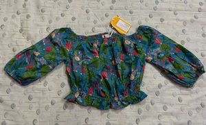 Tropical Pomegranate Off-Shoulder Top