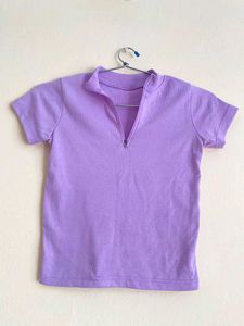 Cute Purple Top with Zipper Detail