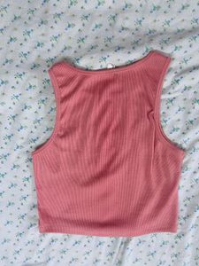 Zara Coral Ribbed Tank Top