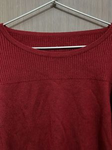 Red Knit Sweater puff sleeves best for M &amp;L