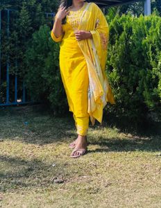 Yellow Embroidered Kurta Set