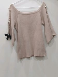 Beaded Off Sleeve Top