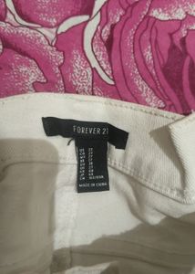 White Denim High-Waisted Shorts