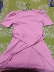 Pink Wrap Dress with Belt