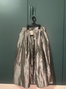 Grey Pleated Silk Skirt