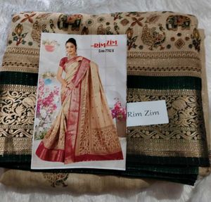 Peacock And Elephant Rim Zim Saree