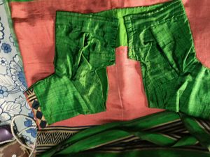 GentlyUsed CottonSilk Saree-RustBlackGreenStripes
