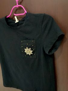 Max Embellished Black T-Shirt