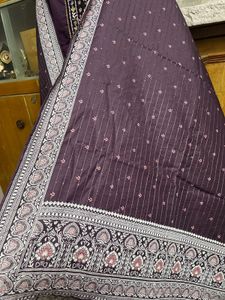 Purple Kurta Set With Leggings