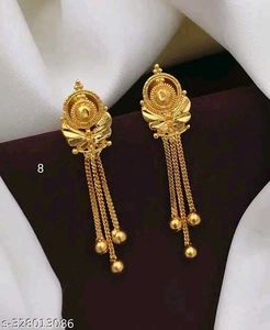 Golden Floral Dangle Earrings