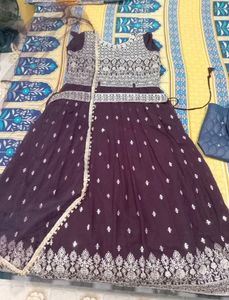 Elegant Purple Embroidered ethnic gowns