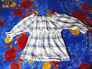 Checkered Off-Shoulder Top