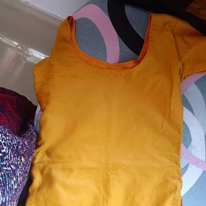 Yellow Embroidered Kurti
