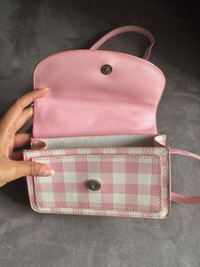 Pink Gingham Mini Top Handle Bag