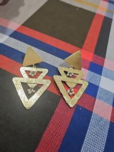 Geometric Gold Tone Dangle Earrings