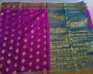 Elegant Purple &amp; Blue Saree