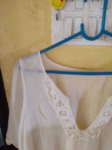 White Lace Detail Top