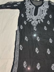 White And Black Chikankari Kurti