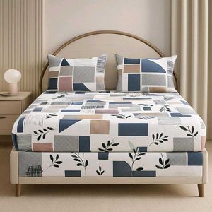 New Multicolour Printed Bedsheet With 2 Covers