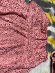 Pink Lace Off-Shoulder Top