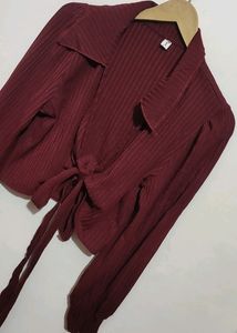 Burgundy Color Winter Crop Shrug For 36 Bust