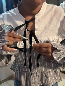 Black &amp; White Korean Top