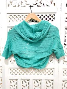 Stylish Torquise Hue Knitted Shrug By Flash Be C