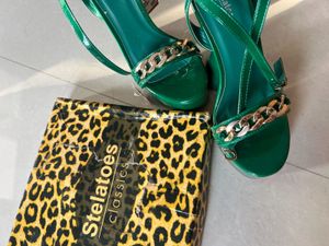 Emerald Platform Heels with Chain