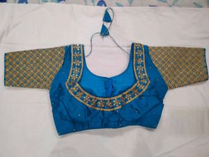 Elegant Blue Embroidered Blouse