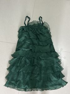 Fresh Green Strappy Frill Dress