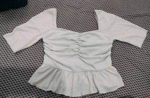 White Peplum Top