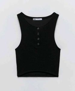 Zara Black Button Tank Top
