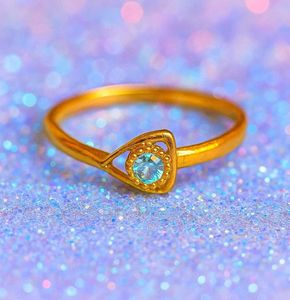 Gold Plated Ring with Gemstones (Set of 3)