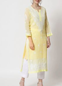 Elegant Yellow Chikankari Kurta