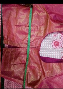 Pink &amp; Gold Orange Saree + Blouse