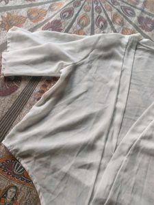 White Sheer Tie-Front Top