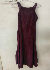 Burgundy Pleated Dress