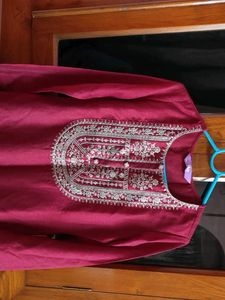 Elegant Maroon Embroidered Kurti