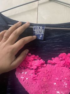 Heart Sequin Long Sleeve Top