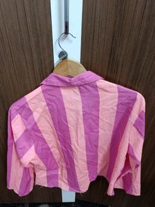 Purple Pink Striped Crop Top
