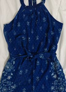 Blue Floral Print Jumpsuit